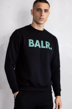 Heren BALR. Sweatshirts*Brand Straight Crewneck Jet Black/Dark Forest