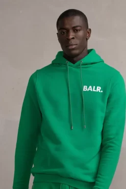 Heren BALR. Hoodies*Brand Straight Small Logo Hoodie Putting Green/Bright White