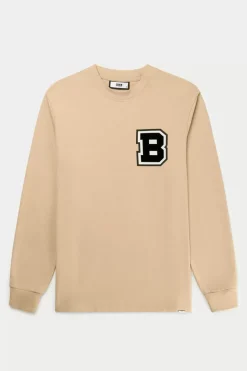 Heren BALR. T-Shirts*Franck Relaxed B Crest Longsleeve Irish Cream