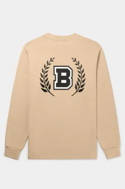 Heren BALR. T-Shirts*Franck Relaxed B Crest Longsleeve Irish Cream