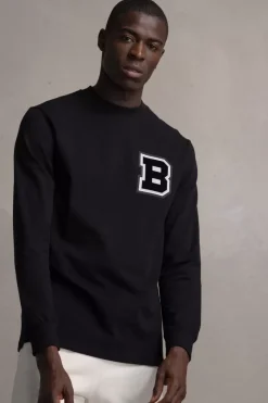 Heren BALR. T-Shirts*Franck Relaxed B Crest Longsleeve Jet Black