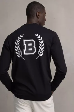 Heren BALR. T-Shirts*Franck Relaxed B Crest Longsleeve Jet Black