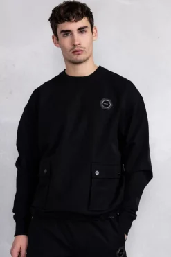 Heren BALR. Sweatshirts*Franck Relaxed Cargo Crewneck Jet Black