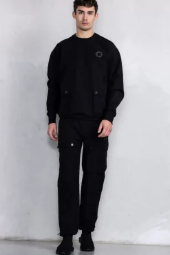Heren BALR. Sweatshirts*Franck Relaxed Cargo Crewneck Jet Black
