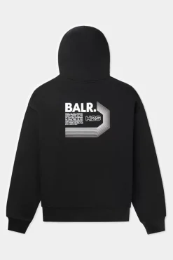 Heren BALR. Hoodies*Joey Box Half Track H2S Hoodie Jet Black