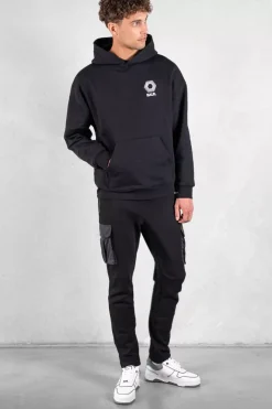 Heren BALR. Hoodies*Joey Box Half Track H2S Hoodie Jet Black