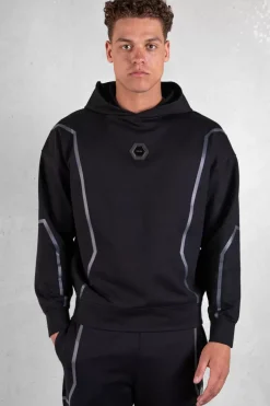 Heren BALR. Hoodies*Joey Box Hex Line Hoodie Jet Black