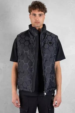 Heren BALR. Jassen*Miles Straight Jacquard Bodywarmer Jet Black