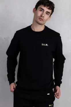 Heren BALR. Sweatshirts*Olaf Straight Gold Doll Emblem Crewneck Jet Black