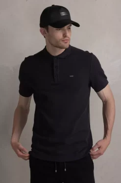 Heren BALR. Polo'S*Olaf Straight Metal Brand Polo Jet Black