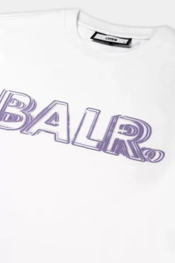 Heren BALR. T-Shirts*Olaf Straight Neon Brand T-Shirt Bright White/Paisley Purple