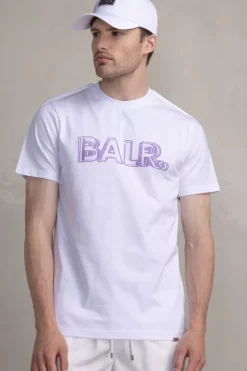 Heren BALR. T-Shirts*Olaf Straight Neon Brand T-Shirt Bright White/Paisley Purple