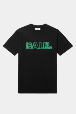 Heren BALR. T-Shirts*Olaf Straight Neon Brand T-Shirt Jet Black/Putting Green