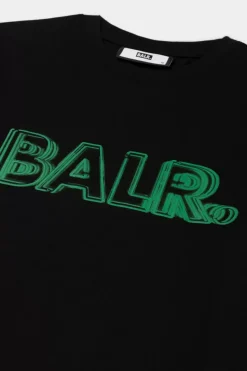 Heren BALR. T-Shirts*Olaf Straight Neon Brand T-Shirt Jet Black/Putting Green