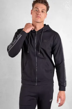 Heren BALR. Sweatshirts*Q-Tape Zip Through Hoodie Jet Black