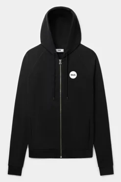 Heren BALR. Hoodies*Rani Round Rubber Badge Zip Hoodie Jet Black
